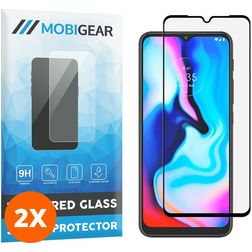 Mobigear Premium Motorola Moto E7 Plus Tempered Glass Screen Protector - Case Friendly - Black (2-Pack)