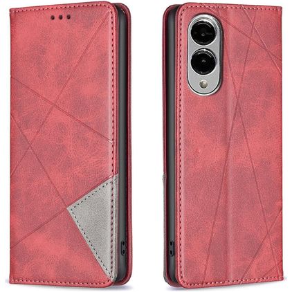 Mobigear Rhombus Slim Samsung Galaxy S25 Edge Cover a libro - Rosso