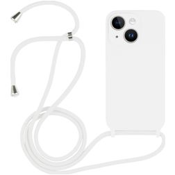 Mobigear Lanyard iPhone 14 Plus Silicone Capa com cordão - Branco