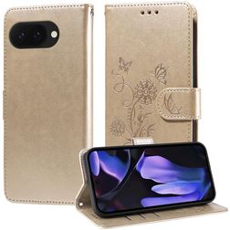 Mobigear Flowers Google Pixel 9a Funda tipo libro Cartera - Dorado