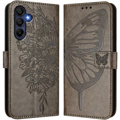 Mobigear Flowers Samsung Galaxy A17 Plånboksfodral med sedelfack - Grå