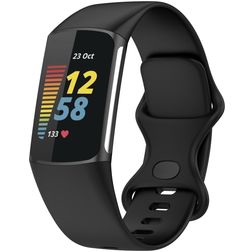 Mobigear Sport Dual Bracelete Silicone Fecho de pino e passador para Fitbit Charge 5 - Preto