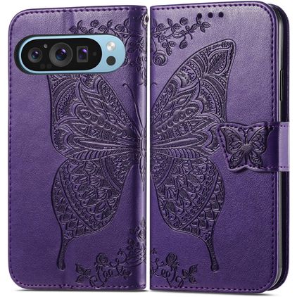 Mobigear Butterfly Google Pixel 9 Funda tipo libro Cartera - Dark Purple