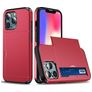 Mobigear Card iPhone 14 Pro Max Funda Plástico rígido Carcasa Antigolpes con tarjetero - Rojo