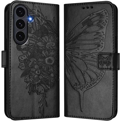 Mobigear Butterfly Samsung Galaxy S26 FE Knížkové pouzdro Peněženka - Černá