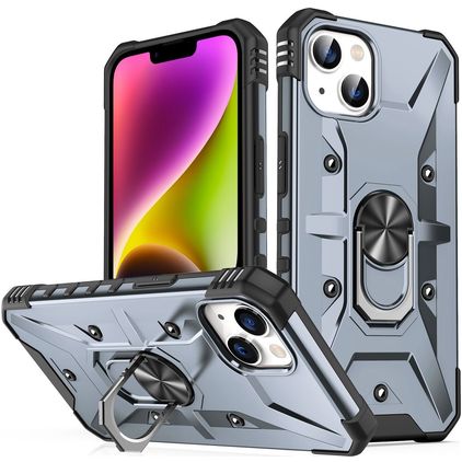 Mobigear Armor Ring iPhone 14 Plus Hard Case Back cover Shockproof with Ring Holder - Grey