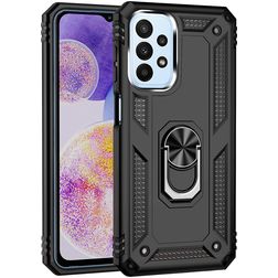 Mobigear Armor Ring Samsung Galaxy A23 Hard Case Back cover Shockproof with Ring Holder - Black