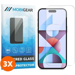 Mobigear iPhone 15 Pro Max Cristal templado Protector de pantalla - Compatible con fundas (pack de 3)
