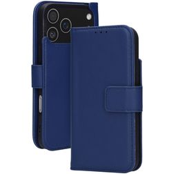 Mobiparts Wallet iPhone 17 Pro Max MagSafe Piel auténtica Funda tipo libro Cartera - Azul