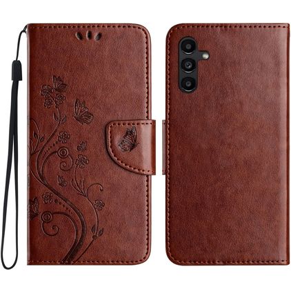 Mobigear Flowers Samsung Galaxy A36 Knížkové pouzdro Peněženka - Hnědá
