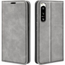 Mobigear Retro Slim Sony Xperia 5 IV Knížkové pouzdro Peněženka - Šedá