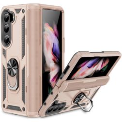 Mobigear Armor Ring Samsung Galaxy Z Fold 5 Hårdt Bagsidecover Stødsikkert med ringholder - Guld