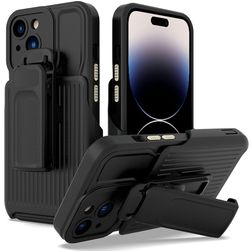 Mobigear Explorer iPhone 14 Pro Max Kova Suojakuori Iskunkestävä + Teline - Musta