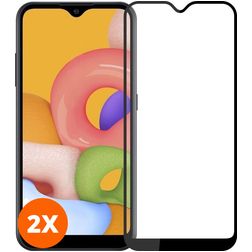 Mobigear Premium Samsung Galaxy A01 Tempered Glass Screen Protector - Case Friendly - Black (2-Pack)
