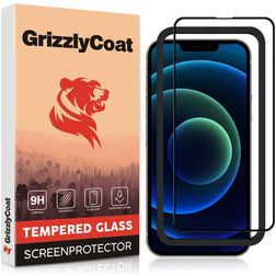 GrizzlyCoat Easy Fit iPhone 13 Pro Tempered Glass Screen Protector - Case Friendly + Installation Frame - Black