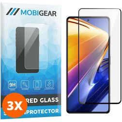Mobigear Premium POCO F4 GT Cristal templado Protector de pantalla - Compatible con fundas - Negro (pack de 3)