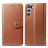 Mobigear Snap Button Samsung Galaxy S21 FE Funda tipo libro Cartera - Coñac
