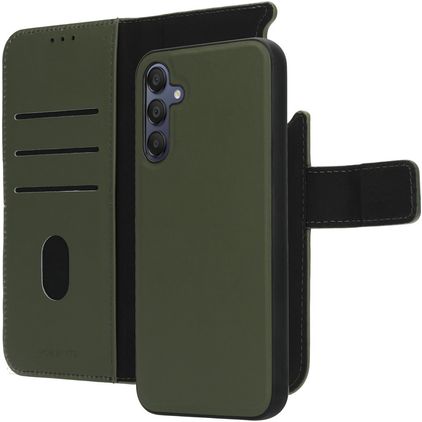 Mobiparts Samsung Galaxy A15 Capa Pele genuína Capa livro 2 em 1 com capa traseira amovível Carteira - Verde