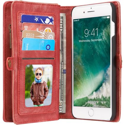 CaseMe 008 iPhone 7 Plus Cover a libro 2 in 1 con guscio estraibile a portafoglio - Rosso