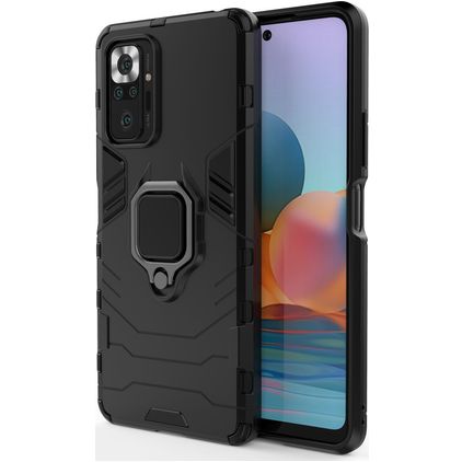 Mobigear Armor Ring Xiaomi Redmi Note 10 Pro Hardcase Back cover Antiurto con anello - Nero
