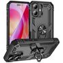 Mobigear Armor Ring iPhone 16 Plástico rígido Capa traseira Antichoque com anel - Preto