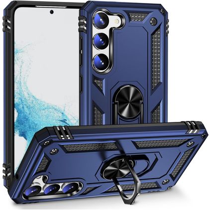 Mobigear Armor Ring Samsung Galaxy S23 Funda Plástico rígido Carcasa Antigolpes con anillo - Azul
