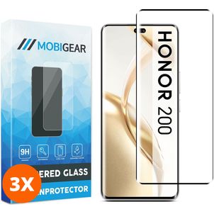 Mobigear Premium HONOR 200 Vetro Protezione schermo - Compatibile con le cover - Nero (confezione da 3)