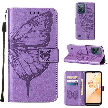 Mobigear Butterfly Realme C31 Cover a libro portafoglio - Viola