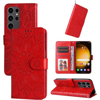 Mobigear Sunflower Samsung Galaxy S24 Ultra Wallet case - Red