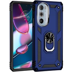 Mobigear Armor Ring Motorola Edge 30 Pro Hard Case Back cover Shockproof with Ring Holder - Blue