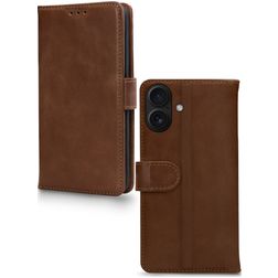 Mobilize Wallet iPhone 17 Piel auténtica Funda tipo libro Cartera - Marrón