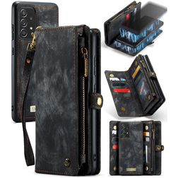 CaseMe 008 Samsung Galaxy A52 Cover Aftageligt 2-i-1-pungetui med Seddelrum - Sort
