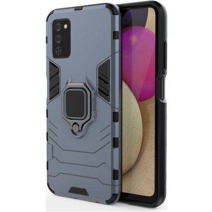 Mobigear Armor Ring Samsung Galaxy A03s Funda Plástico rígido Carcasa Antigolpes con anillo - Azul