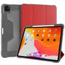 Mutural Tri-Fold Tough iPad Pro 12.9 Inch (2022) Wallet case + Stylus Holder - Black / Red