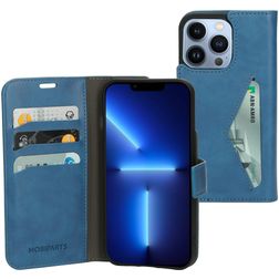 Mobiparts Classic Wallet iPhone 13 Pro Capa livro Carteira - Steel Blue