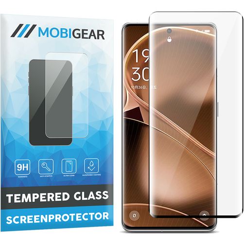 Mobigear OPPO Find X6 Pro Vidro temperado Película de ecrã - Compatível com capas - Preto
