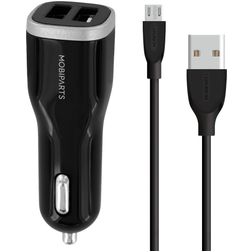 Mobiparts Dual USB Autonabíječka Micro USB 1 m 24W 4,8A - Černá