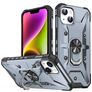 Mobigear Armor Ring iPhone 14 Plus Hårdt Bagsidecover Stødsikkert med ringholder - Grå