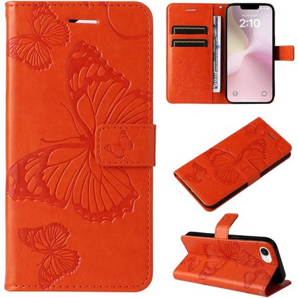 Mobigear Butterfly iPhone 16e Funda tipo libro Cartera - Naranja