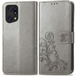 Mobigear Clover OPPO Find X5 Pro Lompakkokotelo + Setelitasku - Harmaa