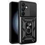Mobigear Armor Ring Cam Slide Samsung Galaxy S24 FE Hard Case Back cover Shockproof with Ring Holder and Camera Slider - Black