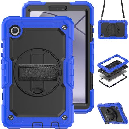 Mobigear SureGrip Xtreme Samsung Galaxy Tab A9 (2023) Cover Hård plast / Silikone Bagsidecover + Skulderrem + Stander - Blå