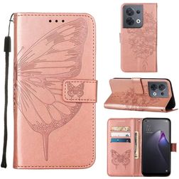 Mobigear Butterfly OPPO Reno 8 5G Pungetui med Seddelrum - Rosaguld