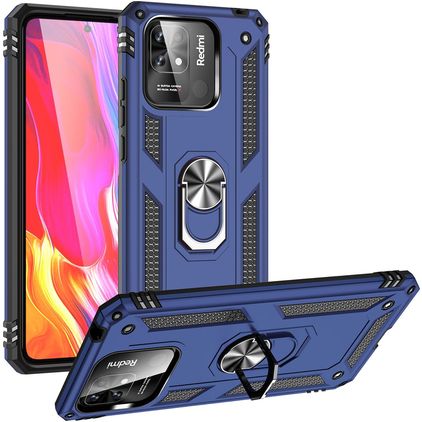 Mobigear Armor Ring Xiaomi Redmi 10C Hardcase Back cover Antiurto con anello - Blu