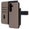 Mobiparts Samsung Galaxy S25 Funda Piel auténtica Funda tipo libro 2 en 1 con carcasa extraíble Cartera - Topo