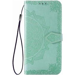Mobigear Mandala Motorola One Fusion Plus Wallet case - Turquoise
