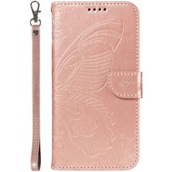 Mobigear Butterfly Samsung Galaxy S25 Plus Cover a libro portafoglio - Oro rosa