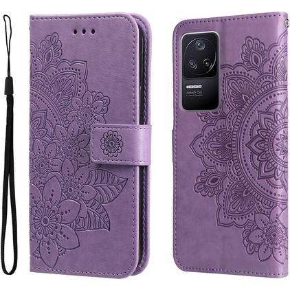Mobigear Flowers POCO F4 Capa livro Carteira - Roxo