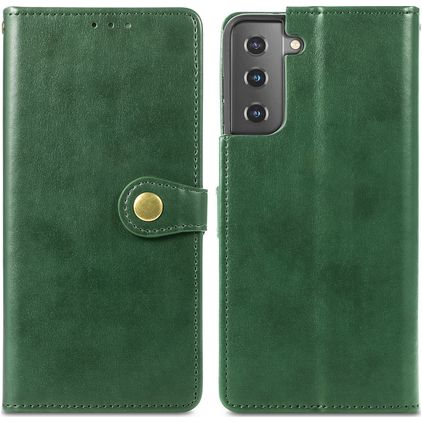 Mobigear Snap Button Samsung Galaxy S21 Plus Funda tipo libro Cartera - Verde