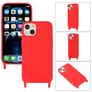 Mobigear Lanyard iPhone 14 Plus Silicone Capa com cordão - Vermelho